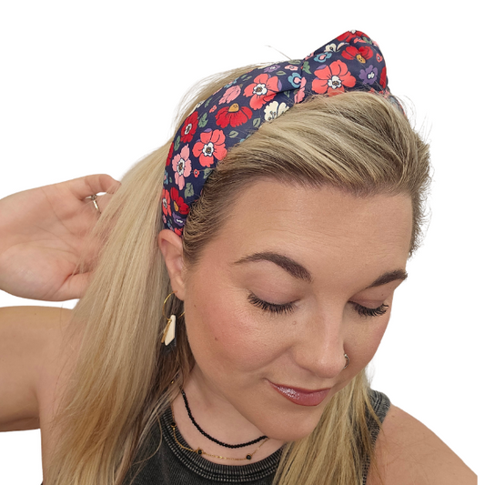 Navy Floral Headband|5707