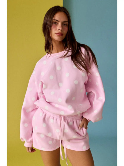Polka Dot Pink & White Fleece Set|9141