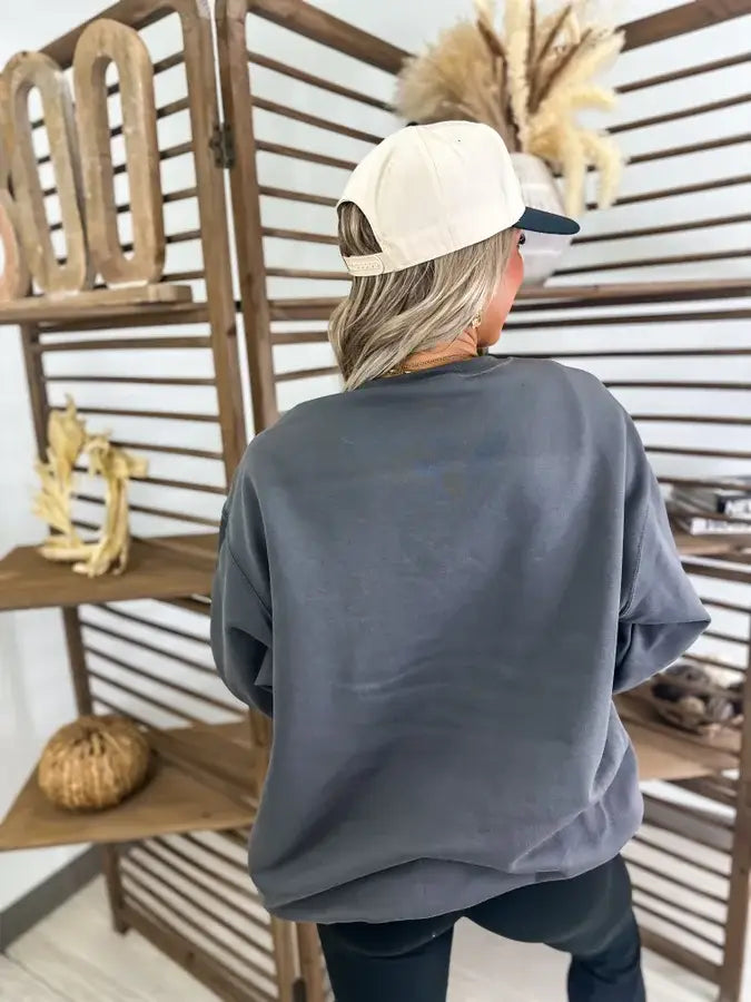 She Is Worthy Charcoal Graphic Crewneck