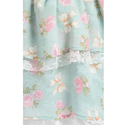 Tween Floral Lace Trim Dress|8592
