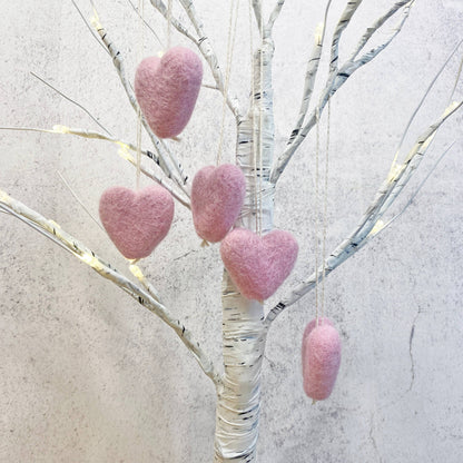 Felt Heart Ornament - Baby Pink