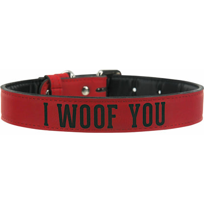 L/XL Woof - 30" PU Leather Pet Collar