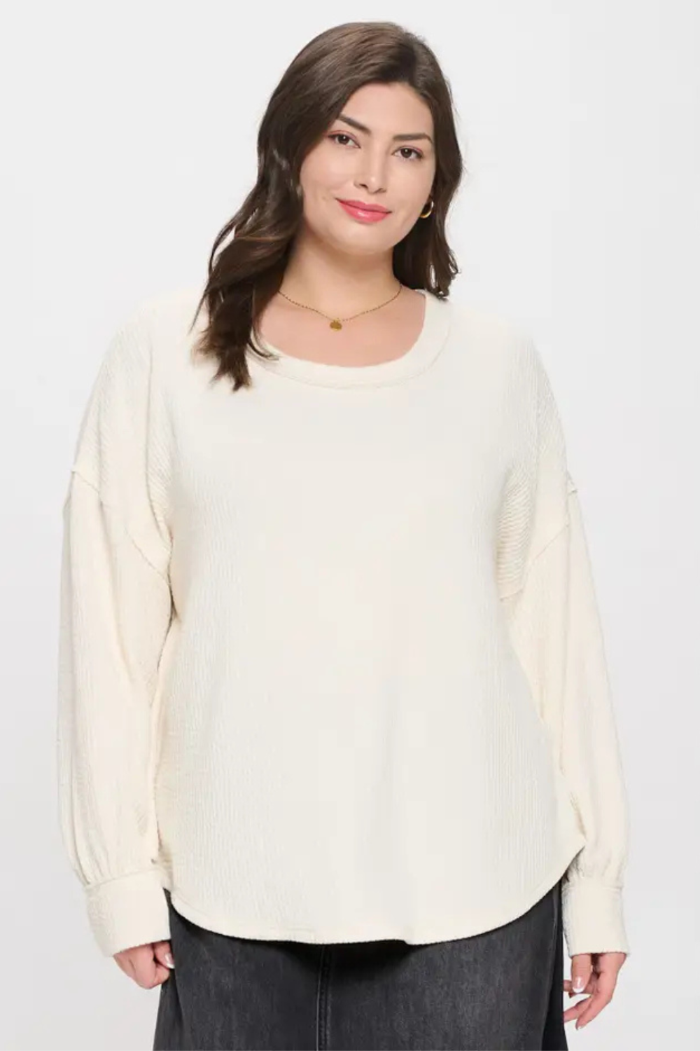 PLUS Drop Shoulder Long Sleeve Sweater|2668