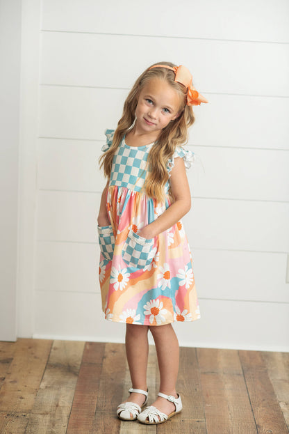 Retro Check Daisy Twirl Dress