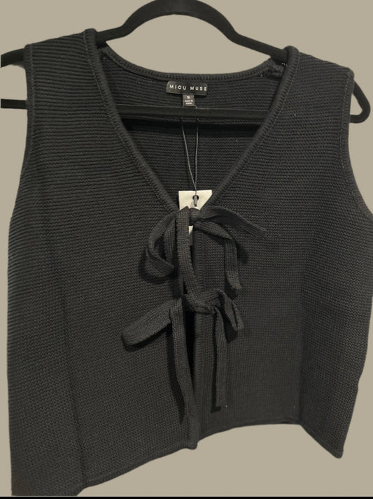 Black Sweater Tie Up Tank|230