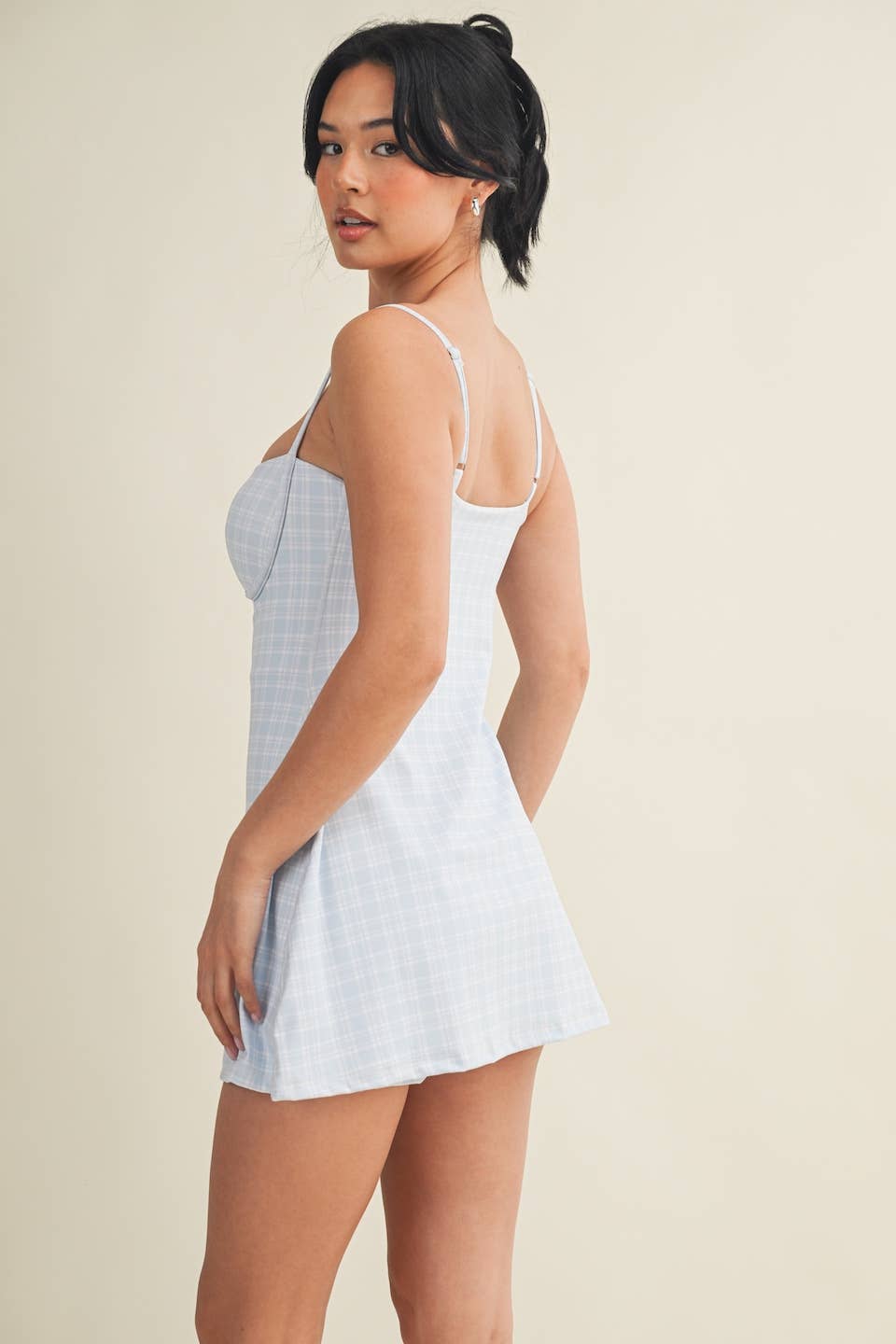Plaid Print Sweetheart Dress