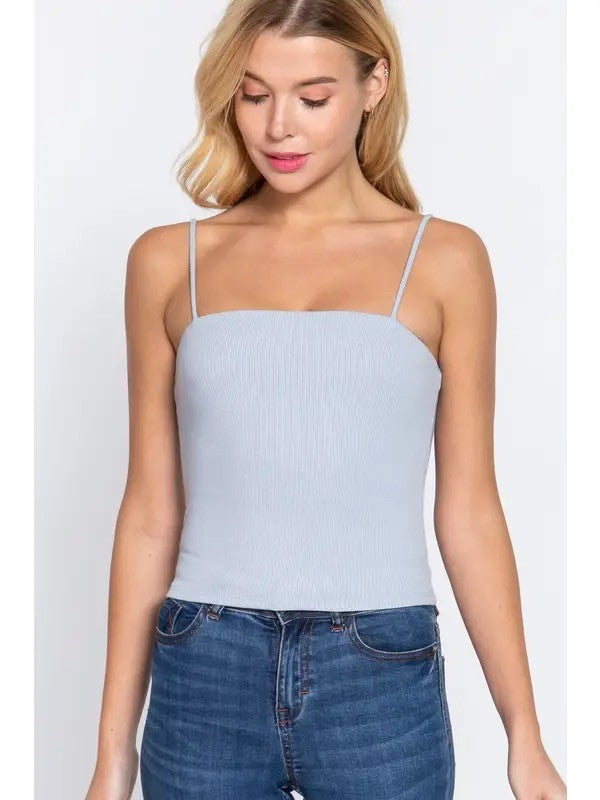 Ribbed Double Layer Tank - Robin|7397