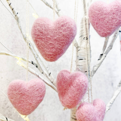 Felt Heart Ornament - Baby Pink