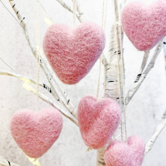 Felt Heart Ornament - Baby Pink