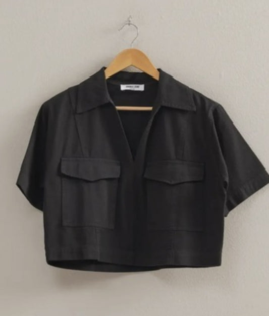 Black Denim Top|5