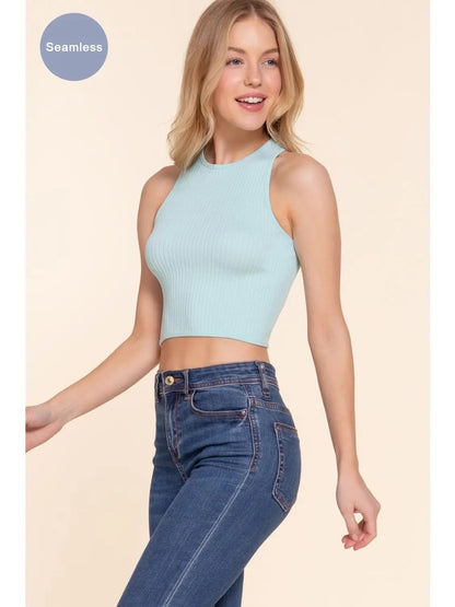 Ribbed Crew Racer Crop|7374