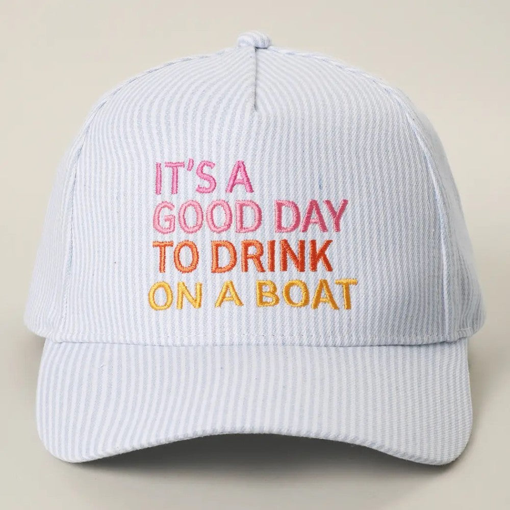 It's A Good Day To Drink On A Boat Embroidered Trucker Hat|8029