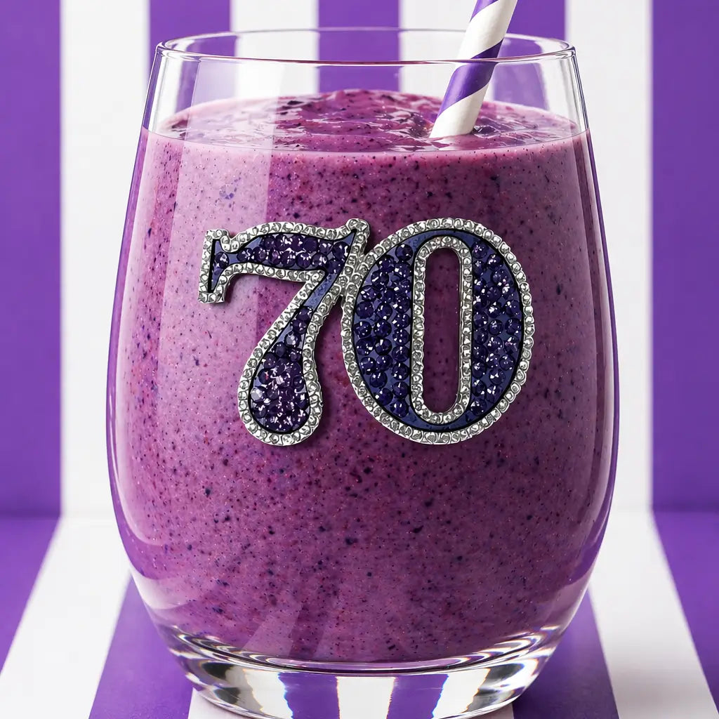 70th Birthday Stemless Wine Glass