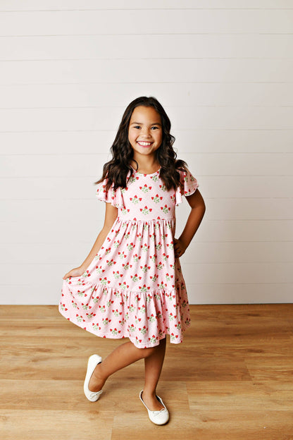 Emmy Pink Strawberry Twirl Dress
