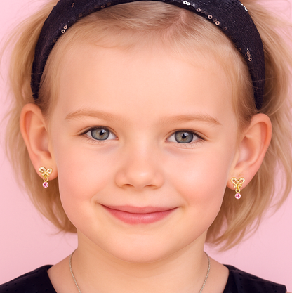 Little Luxe Drop Earrings | Crystal Bow with CZ