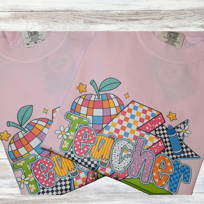 Retro Pink Teacher Shirt|5227