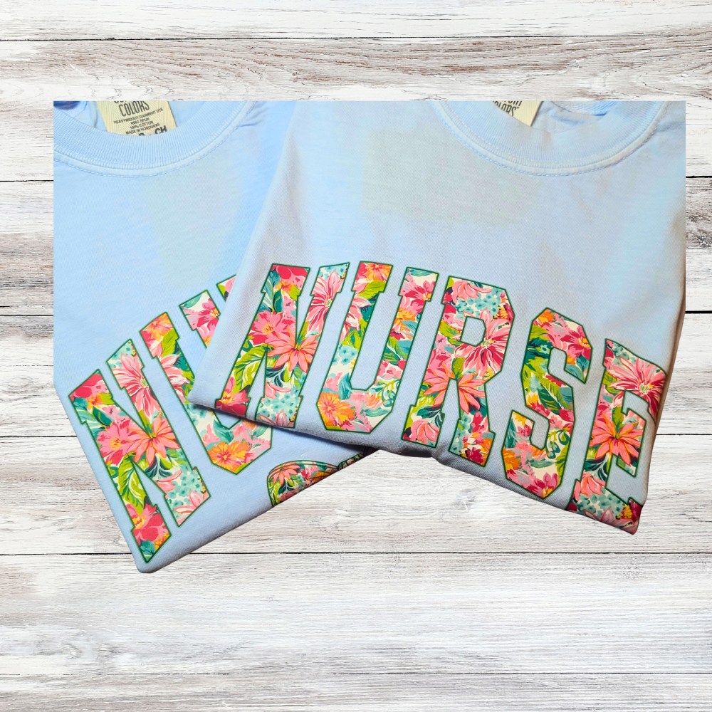 Floral “Nurse” Graphic Tee|5233