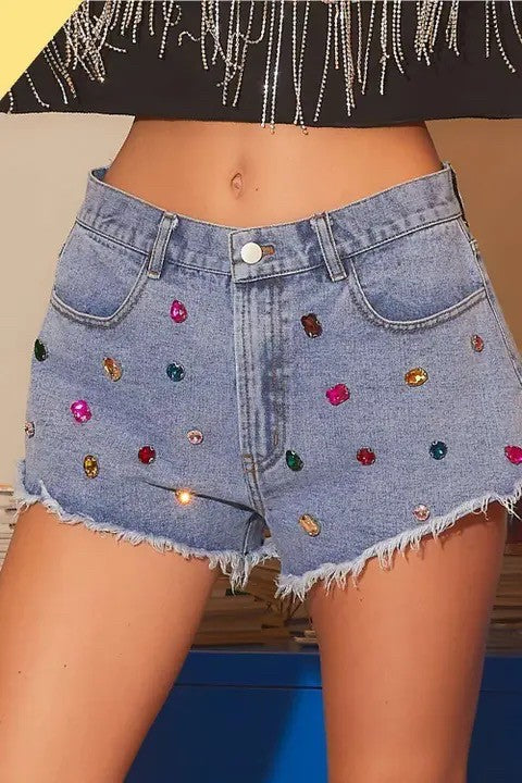 Color Stone Demin Shorts|9185