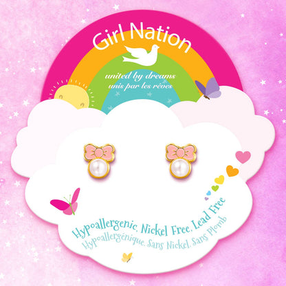 Pink Chic Bow Cutie Stud Earrings