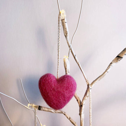 Felt Heart Ornament - Pink