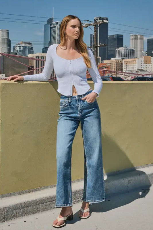 High Rise Full Length Wide Leg Jeans F5610|2348