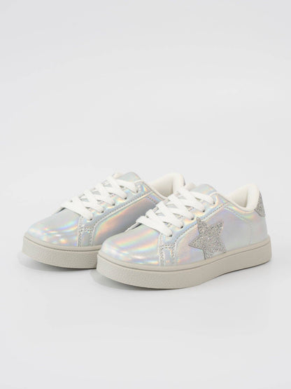 Girls' Holographic Sparkle Star Sneaker - Silver